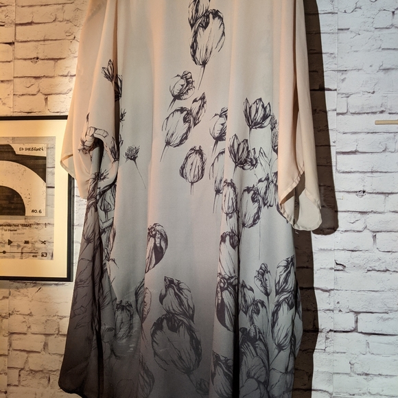 H&M Ombre Watercolor Floral Shawl Kimono Jacket - Picture 9 of 16